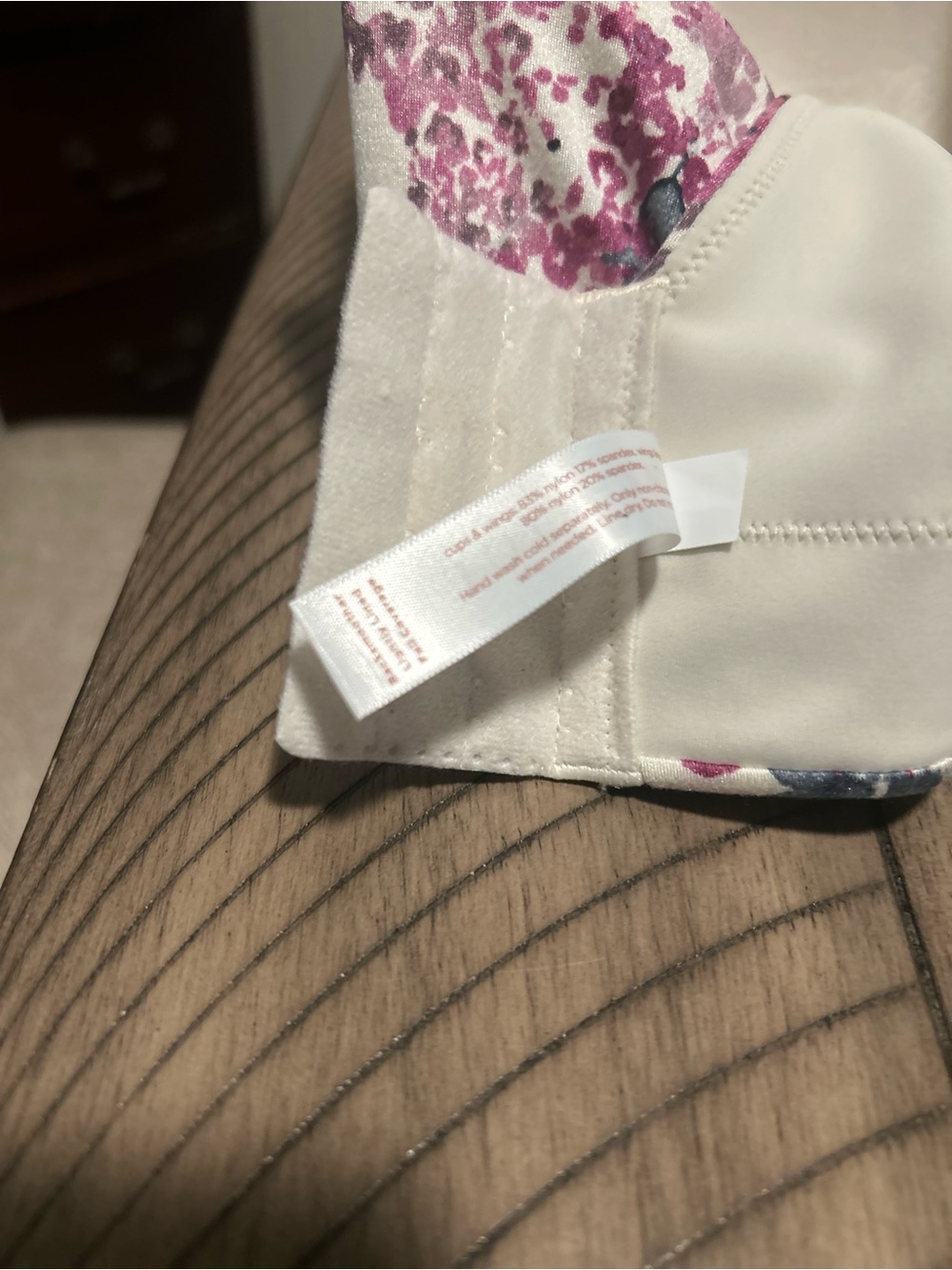 Cacique Cream Bra with Pink and Gray Floral Print - Picture 5 of 5